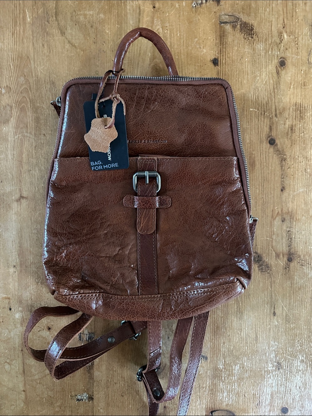 SPIKES & SPARROW LEATHER BACKPACK NETHERLANDS NEW WITH TAGS BRANDY